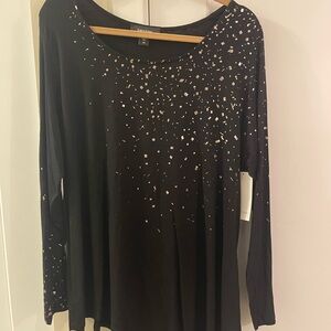 Karen Kane Black Long Sleeve Top with Gold Accents